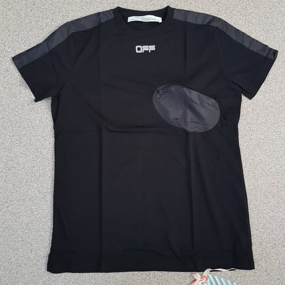 Off-White Logo Printed Satin Pocket Detail T-Shirt